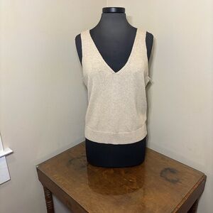 Rails Beige Knit V-Neck Sweater Top, sleeveless, medium,  EUC